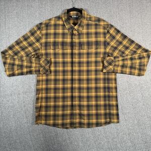 Arc'teryx Gryson Shirt Mens Large Yellow Black Plaid LS Long Sleeve Button Up